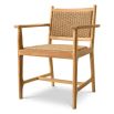 Natural teak outdoor dining chair with woven finish