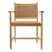 Natural teak outdoor dining chair with woven finish