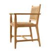 Natural teak outdoor dining chair with woven finish