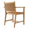 Natural teak outdoor dining chair with woven finish