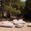 Elegant grey concrete coffee table with organic curved shape