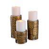 Set of three candles with vintage brass finish