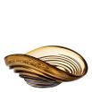 Brown glass bowl with a rippled effect