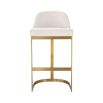 Contemporary bar stool with lyssa off-white upholstery and brass base