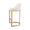 Contemporary bar stool with lyssa off-white upholstery and brass base