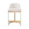 Glamorous counter stool with brass base and lyssa off-white upholstery