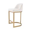 Glamorous counter stool with brass base and lyssa off-white upholstery