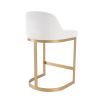 Glamorous counter stool with brass base and lyssa off-white upholstery