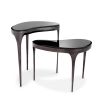 Set of 2 sculptural side tables in black nickel finish