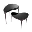 Set of 2 sculptural side tables in black nickel finish