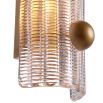 Glamorous brass wall lamp with textured glass shade