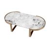Brass table with oval-shaped marble top