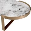Brass table with oval-shaped marble top