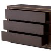Low brown oak veneer dresser with brass detail