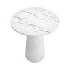 White marble side table with circular top