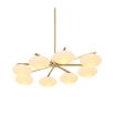 Brass lighting fixture with translucent orb lamps