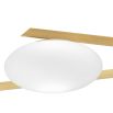 Brass lighting fixture with translucent orb lamps