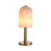 Art deco-inspired table lamp with round alabaster shade. 