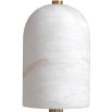 Art deco-inspired table lamp with round alabaster shade. 