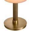 Art deco-inspired table lamp with round alabaster shade. 