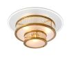 Antique brass ceiling light with layered clear and white glass 