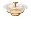 Antique brass ceiling light with layered clear and white glass 