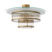 Antique brass ceiling light with layered clear and white glass 