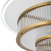 Antique brass ceiling light with layered clear and white glass 