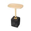 Black granite side table with brass top