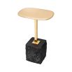 Black granite side table with brass top