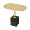 Black granite side table with brass top