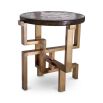 Geometric brass side table with glass top