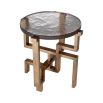 Geometric brass side table with glass top