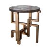 Geometric brass side table with glass top