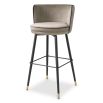 High back classic Savona greige velvet upholstery and contrast piping