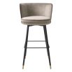 High back classic Savona greige velvet upholstery and contrast piping
