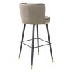 High back classic Savona greige velvet upholstery and contrast piping
