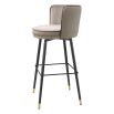 High back classic Savona greige velvet upholstery and contrast piping