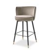 Wrap around back counter stool in sumptuous savona greige upholstery