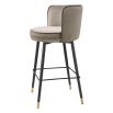 Wrap around back counter stool in sumptuous savona greige upholstery