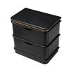 Charcoal grey bedside table with brass piping detail