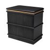 Charcoal grey bedside table with brass piping detail