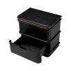 Charcoal grey bedside table with brass piping detail