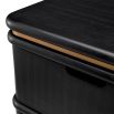 Charcoal grey bedside table with brass piping detail
