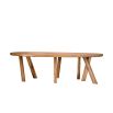 Illustrious oak table with overlapping legs and rounded edges