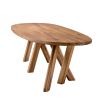 Illustrious oak table with overlapping legs and rounded edges