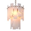 Dynamic chandelier with alabaster panels and brass details