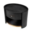 Charcoal grey bedside table with brass accents