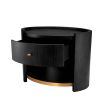 Charcoal grey bedside table with brass accents