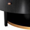 Charcoal grey bedside table with brass accents